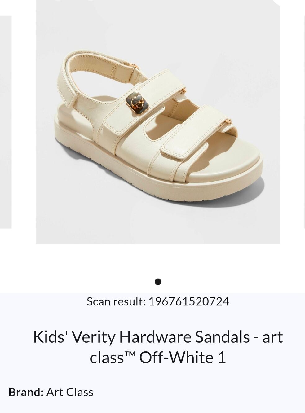 Art Class Kids’ Verity Hardware Sandals Off-White Size 1